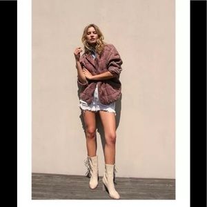 Free People Quilted Dolman Jacket Cherry Cola - XS